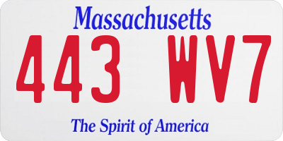 MA license plate 443WV7