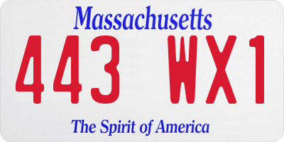 MA license plate 443WX1