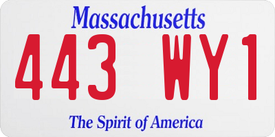 MA license plate 443WY1
