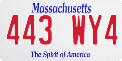 MA license plate 443WY4