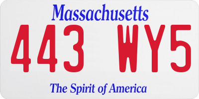 MA license plate 443WY5