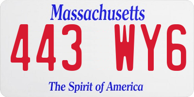 MA license plate 443WY6