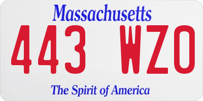 MA license plate 443WZ0