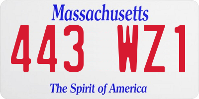 MA license plate 443WZ1