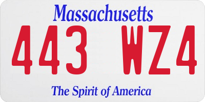MA license plate 443WZ4