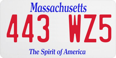 MA license plate 443WZ5