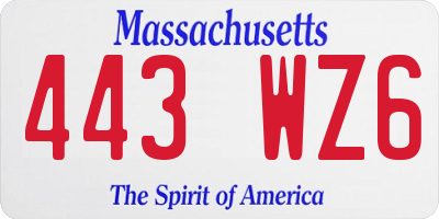 MA license plate 443WZ6