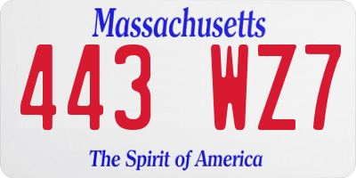 MA license plate 443WZ7