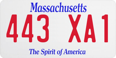 MA license plate 443XA1