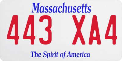 MA license plate 443XA4