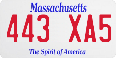 MA license plate 443XA5