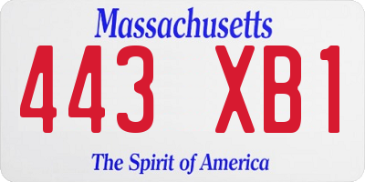 MA license plate 443XB1