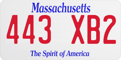 MA license plate 443XB2