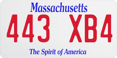 MA license plate 443XB4