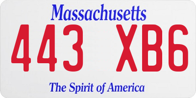 MA license plate 443XB6