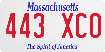 MA license plate 443XC0