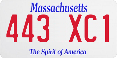 MA license plate 443XC1