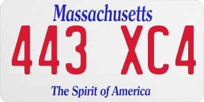 MA license plate 443XC4