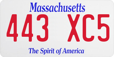 MA license plate 443XC5