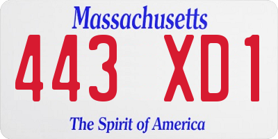 MA license plate 443XD1
