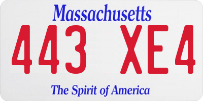 MA license plate 443XE4
