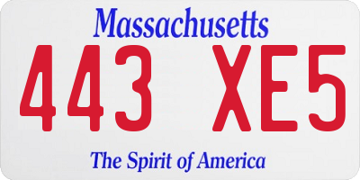 MA license plate 443XE5