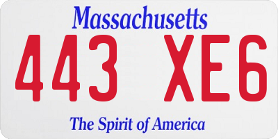 MA license plate 443XE6