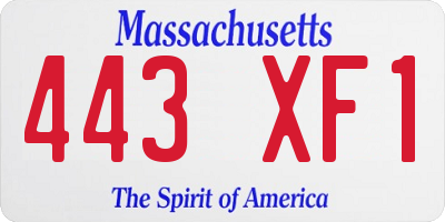 MA license plate 443XF1