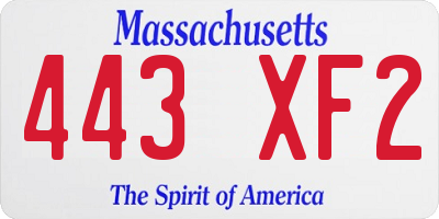 MA license plate 443XF2