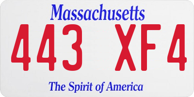 MA license plate 443XF4