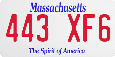 MA license plate 443XF6