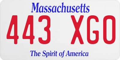 MA license plate 443XG0