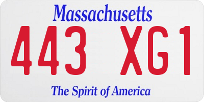 MA license plate 443XG1