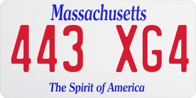 MA license plate 443XG4