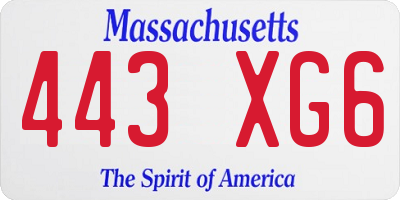 MA license plate 443XG6