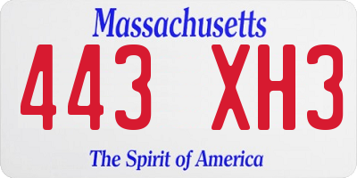 MA license plate 443XH3