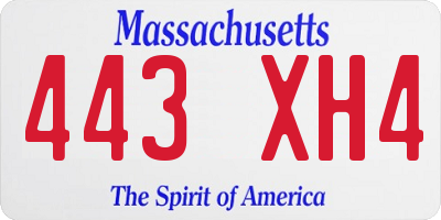 MA license plate 443XH4