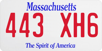 MA license plate 443XH6