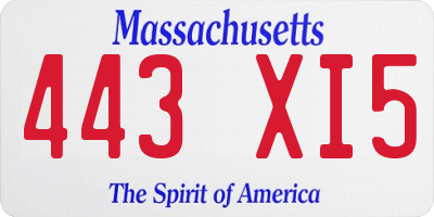 MA license plate 443XI5