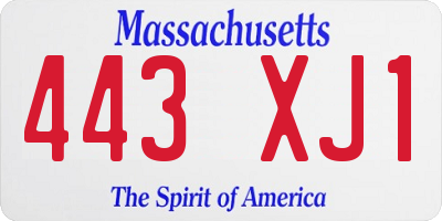 MA license plate 443XJ1