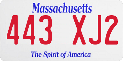 MA license plate 443XJ2