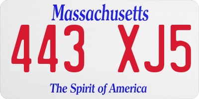 MA license plate 443XJ5