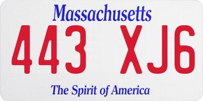 MA license plate 443XJ6