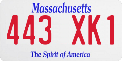 MA license plate 443XK1