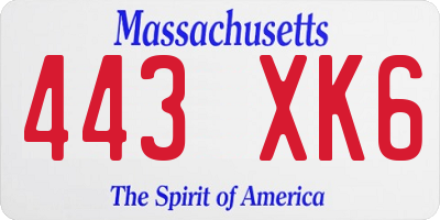 MA license plate 443XK6