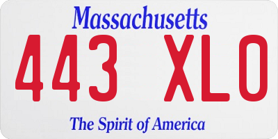 MA license plate 443XL0