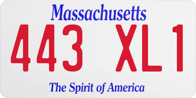 MA license plate 443XL1