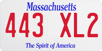 MA license plate 443XL2