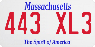 MA license plate 443XL3
