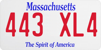 MA license plate 443XL4